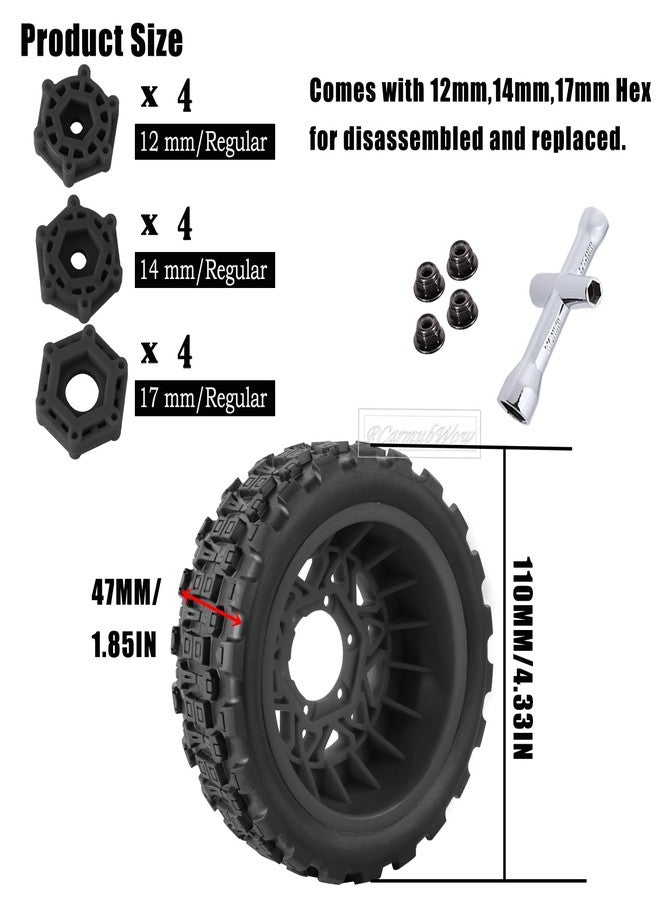 RcarmubWow RC Truck Tires RC Wheels and Tires,12mm/14mm/17mm Hex RC Tires for 1/10 Slash 4×4 2WD,Arrm a Senton,Axia1 Red cat Rc 4wd,Off-Road Tire w/RC Wheels Hex,Black - Image 5